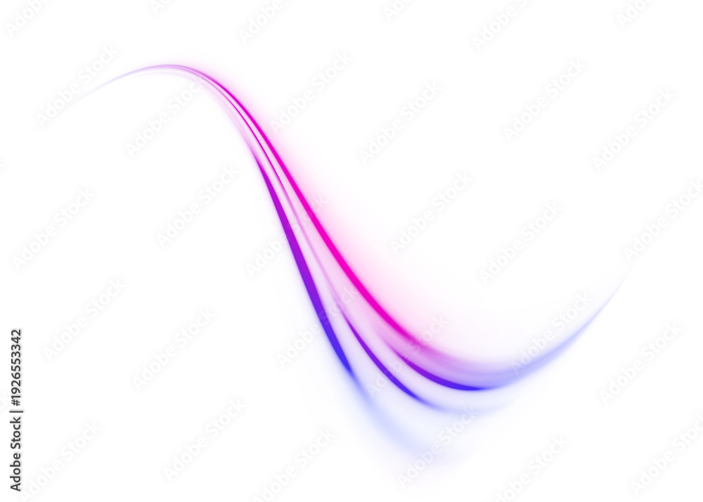Naklejka premium Radiance loops hover over dark asphalt roads, scattering neon particle dust along curved trails. Motion blur emphasizes acceleration. Futuristic abstract effect isolated in PNG.