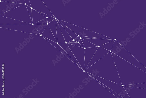 A modern vector background in purple, featuring white polygonal dots and connecting lines, creating a sleek digital and futuristic visual style.