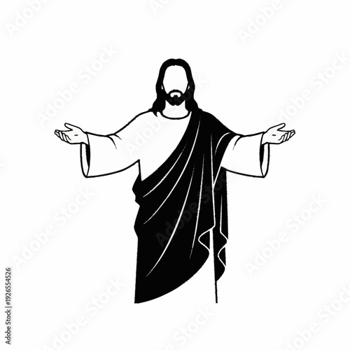 Jesus Christ with open arms in a welcoming gesture.