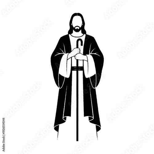 Jesus Christ with a shepherds crook, a symbol of guidance and faith.