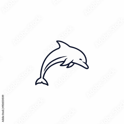Minimalist Line Art Dolphin Jumping Illustration on White Background.