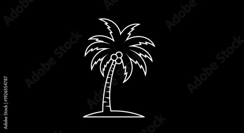 A minimalist drawing of a lone palm tree against a dark background