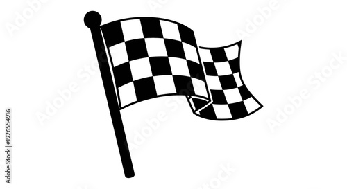 A classic checkered flag waving triumphantly in the wind on a race track
