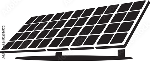 Black solar panel on stand photovoltaic renewable energy