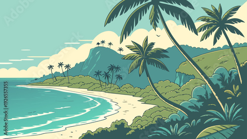 tropical island with palm trees