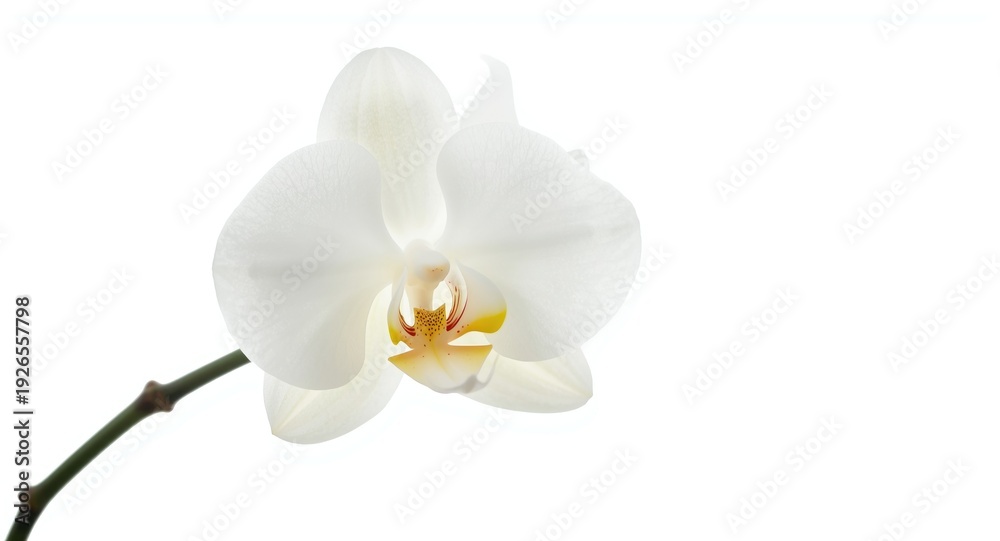 Obraz premium Soft white orchid in full bloom with a bright white background