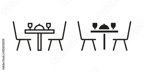 Dining table icons for templates, web design and infographics