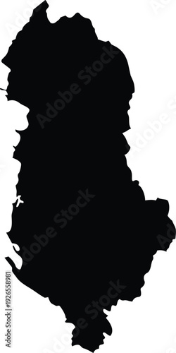 Albania map silhouette simple black vector outline for travel and geography concepts isolated on white background