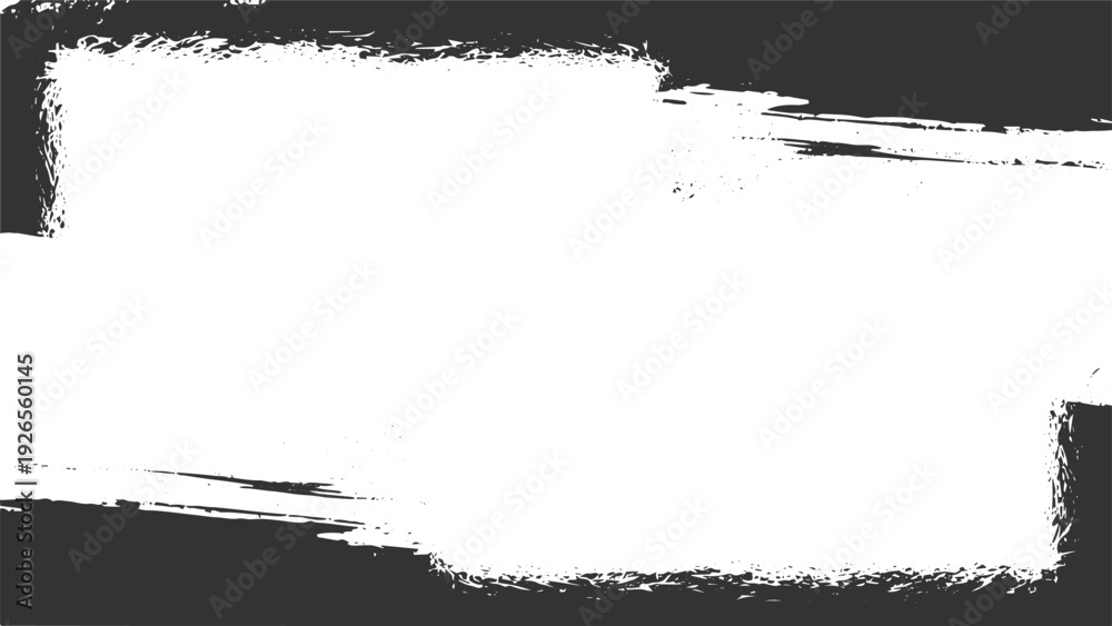 Fototapeta premium Horizontal grunge frame with rough brush strokes and distressed edges on a transparent background for design projects and overlays