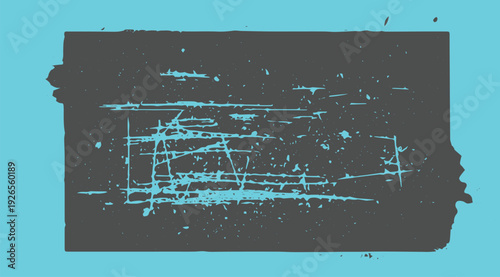 Abstract distressed grunge background with rough brush strokes and scratched texture in bright teal and dark gray colors for graphic design projects and creative usage