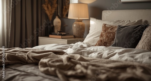 modern bedroom ambiance created with tasteful decor choices