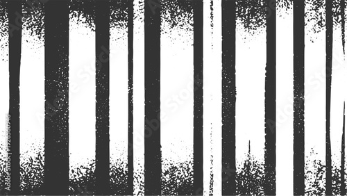Vertical black grunge stripes on transparent background abstract overlay texture for graphic design element