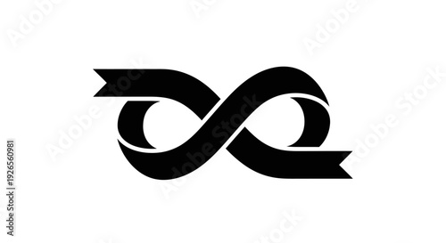 Infinity symbol with arrow design element.