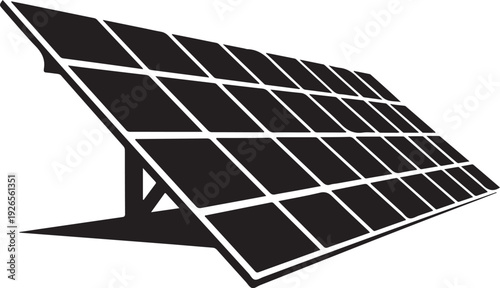 Solar panel with black cells on white background renewable energy