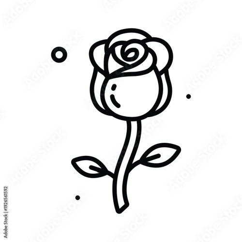 Elegant line icon of rose for womens day celebration theme