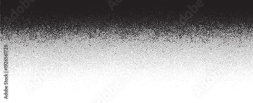 Black and white halftone texture pattern on transparent background with vintage grunge effect and gradient dots, modern graphic design element for abstract art and web design