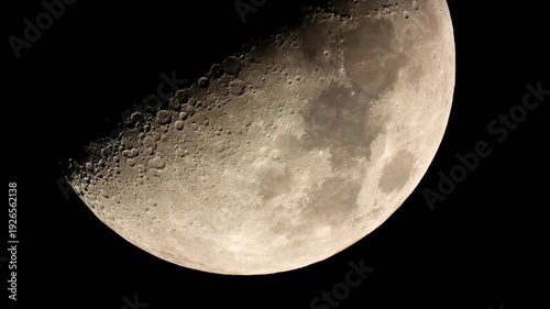 Close up of the first quarter moon.