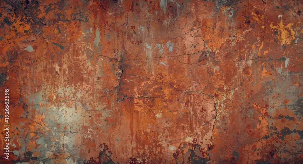 Fototapeta premium Corroded metallic surface background showing distressed texture and copy space