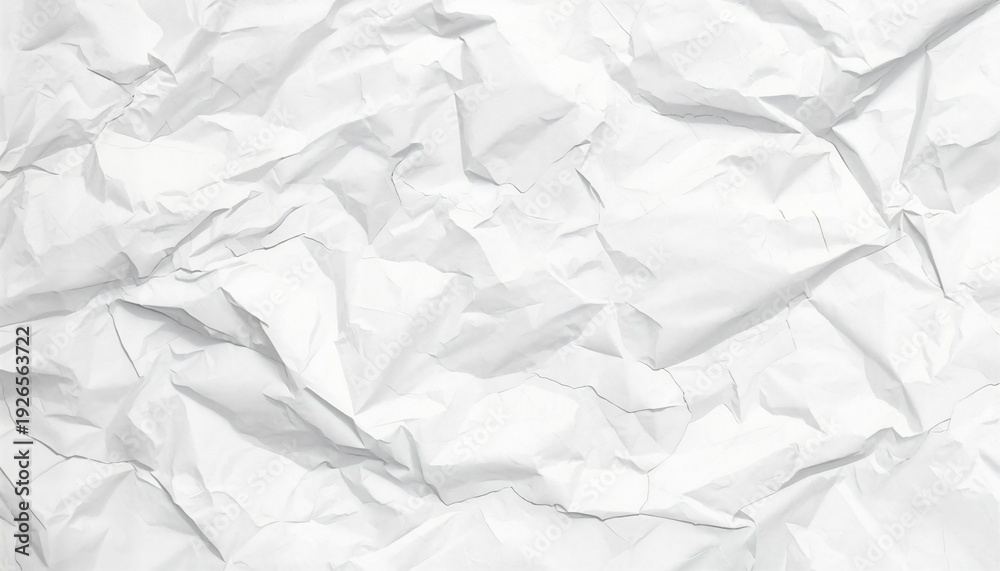 Obraz premium A crumpled white paper background with deep wrinkles and creases
