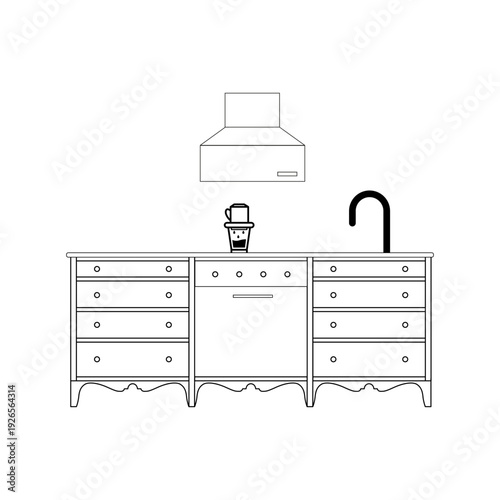 Sink with cabinets showing kitchen fittings to cook food