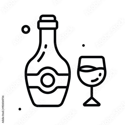 Classy line icon of wine for womens day celebration theme