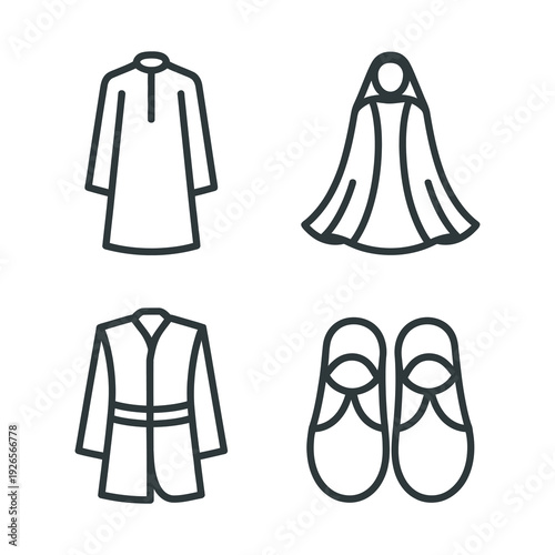 Islamic Traditional Clothing Set - Thobe, Abaya, and Sandals