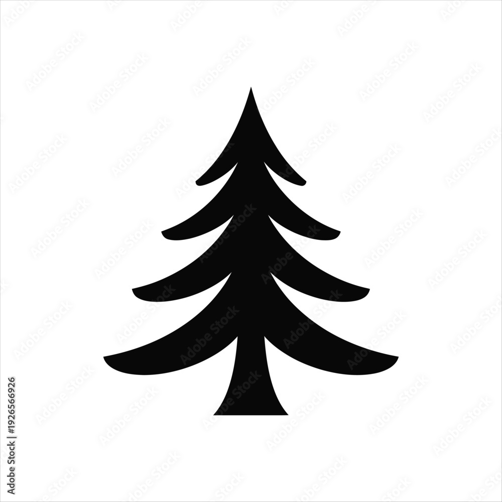 Obraz premium Pine tree silhouette icon. Evergreen fir forest symbol vector illustration.