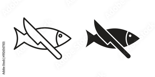 Fish and a knife icons for templates, web design and infographics