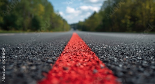 Wallpaper Mural Smooth road surface featuring strong red center lane marks Torontodigital.ca
