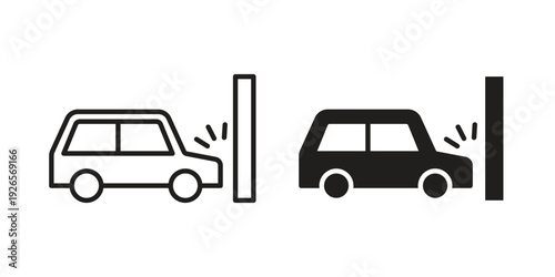 Frontal crash icons for templates, web design and infographics