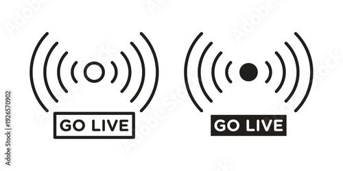 Go live icons for templates, web design and infographics