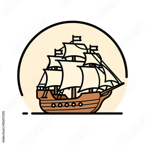 Vintage Tall Ship Illustration