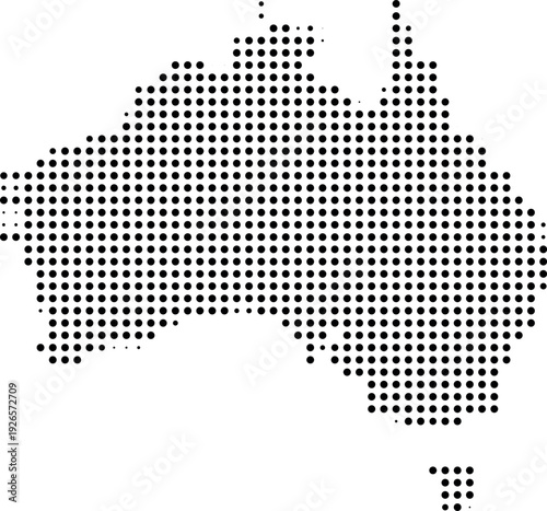Australia Map Silhouette in Black Halftone Dotted Pattern Vector
