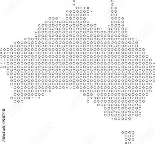 Australia Map Outline Pattern of Hollow Circles Vector Silhouette