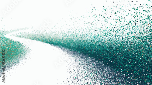 A winding path is defined by a dense arrangement of colorful dots