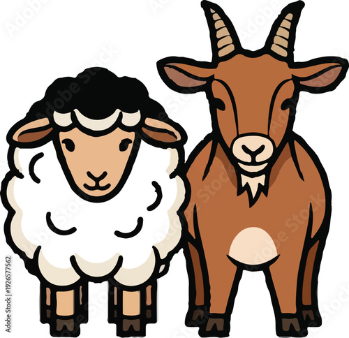 Sheep and Goat Vector Illustration