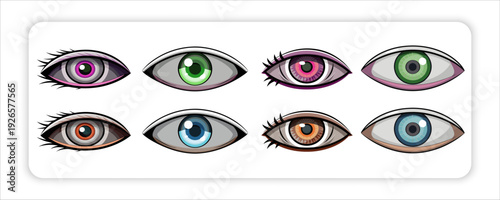 Expressive Gaze: A series of vividly colored eyes, each portraying a unique emotion and capturing the essence of human expression.