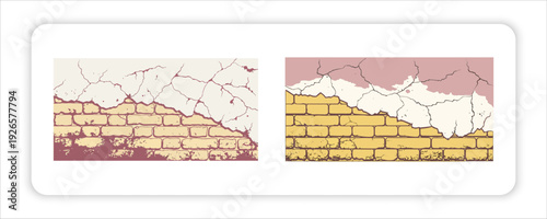 Cracked Wall: A close-up showcases the intricate textures and patterns of a crumbling wall, where age, wear, and the effects of time have left their mark on the facade. 