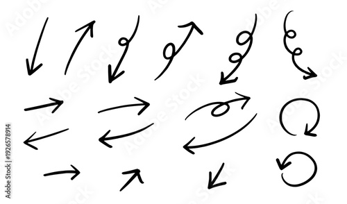 ペンの手書きの矢印セット_黒