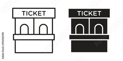 Ticket window icon concept. Thin line symbol. Vector illustration isolated. Editable stroke.