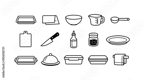 Home roasted sweet potato strips tools: baking tray, parchment paper, mixing bowl, measuring cup, measuring spoon, spatula, cutting board, chef knife