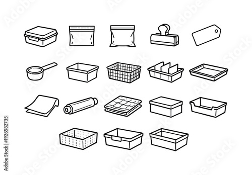 Home freezer breakfast sandwich storage: sandwich container, freezer bag, vacuum bag, clip seal, label tag, measuring scoop, storage bin, freezer