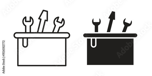 Toolbox icon concept. Thin line symbol. Vector illustration isolated. Editable stroke.