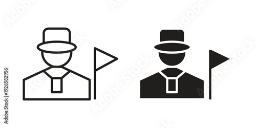 Tour guide icon concept. Thin line symbol. Vector illustration isolated. Editable stroke.