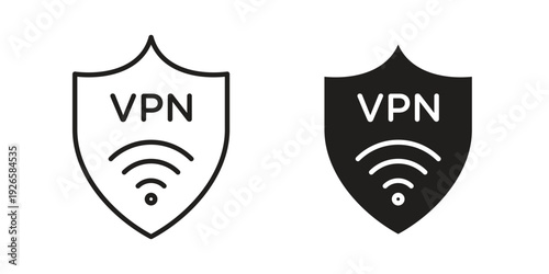 Virtual private network icon concept. Thin line symbol. Vector illustration isolated. Editable stroke.