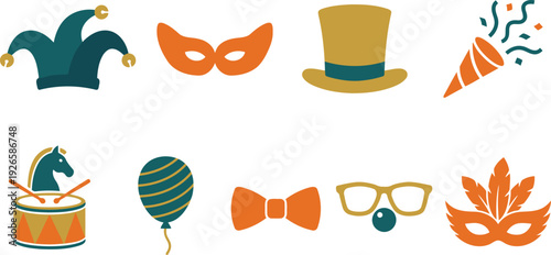 A delightful collection of party accessories and carnival elements ready for any festive celebration