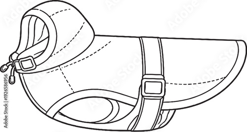 Waterproof Dog Raincoat Black and White Line Art Illustration