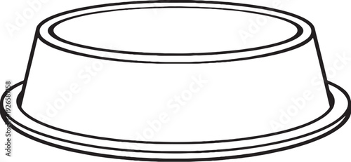 Stainless Steel Pet Food Bowl Black and White Line Art Vector Illustration