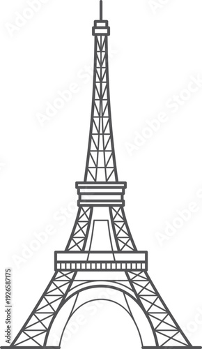Paris logo. French Eiffel tower line icon