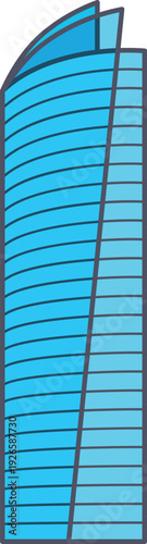 Glass tower icon. High skyscraper building symbol